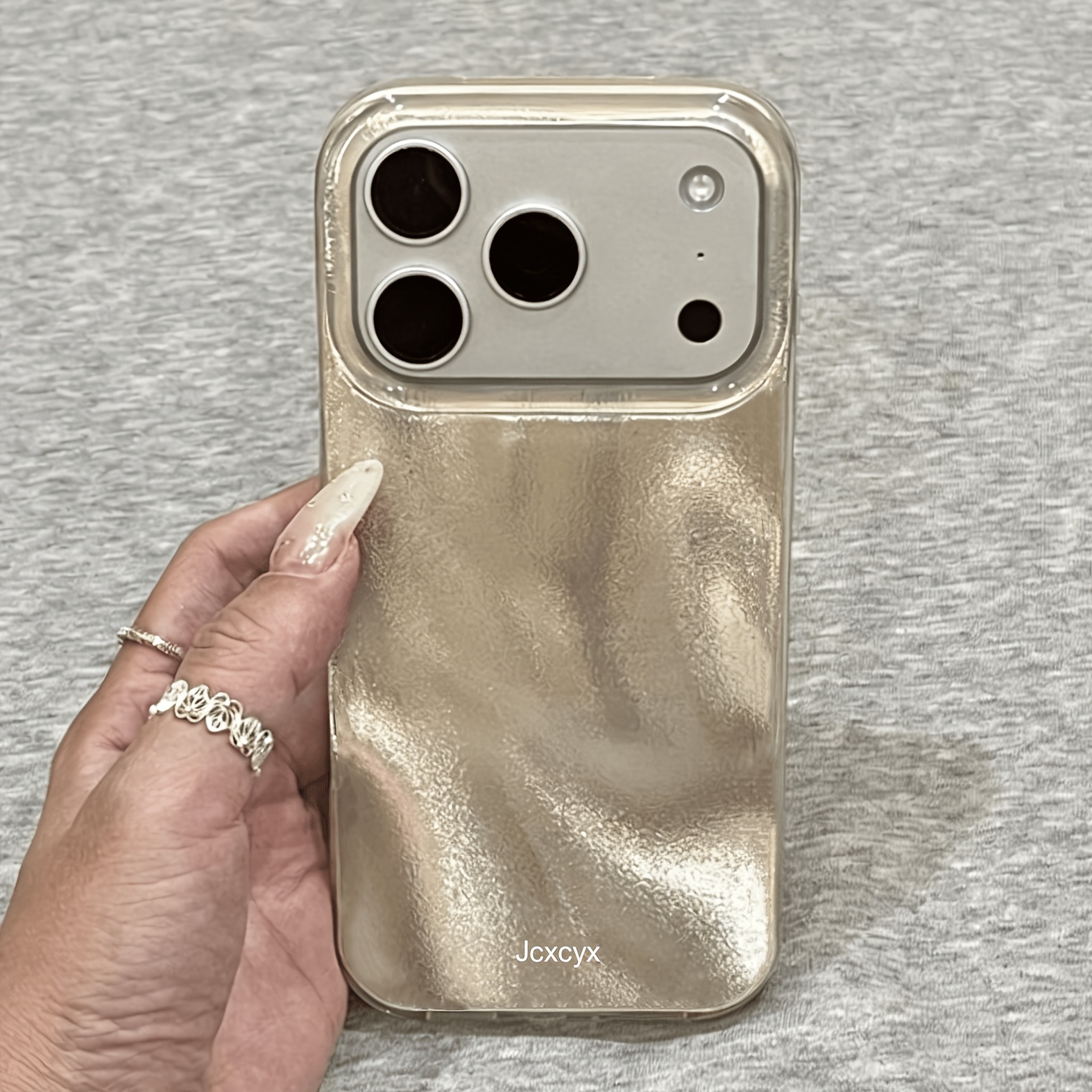 TEMU Phone Case - 1pc Bling Glitter Irregular Water Ripple Pattern Glossy Imd Phone Case For Iphone 17 Pro Max 17 15 Pro Max 14 Pro Max 13 16 15 14