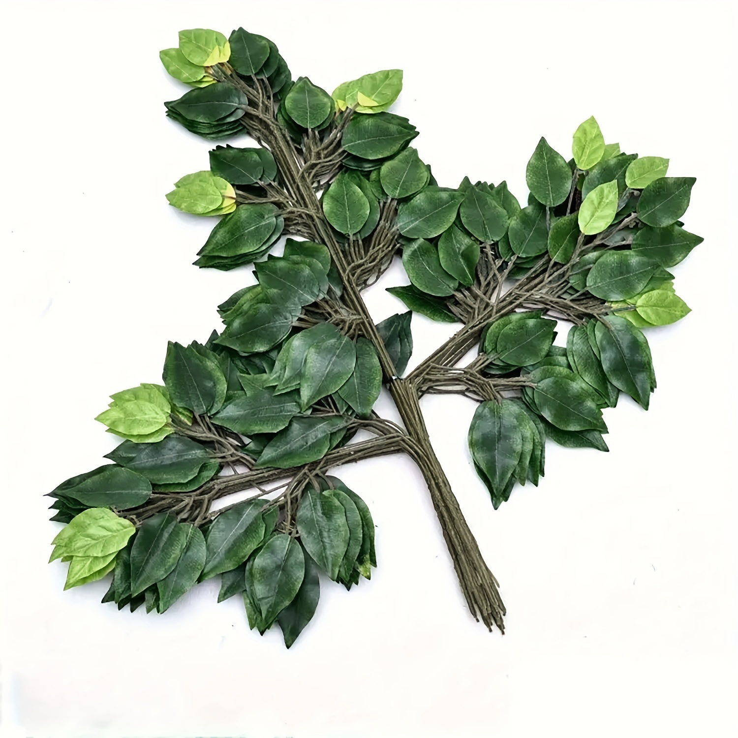 

12pcs Artificial Plants, Fake Branch Tree Leaves Plastic Plant For Home Gardening Diy Decoration (brown Handled Banyan Leaves)