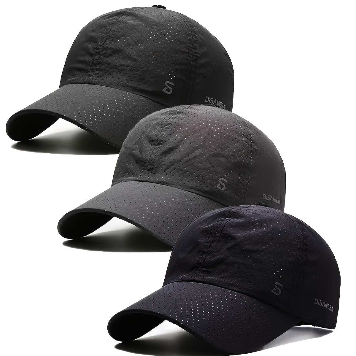 TEMU 3 Summer Outdoor Travel Running Caps, Lightweight, Quick-drying, Breathable Baseball Caps, Outdoor Sun Hats, Fishing Hats, Available In Black,