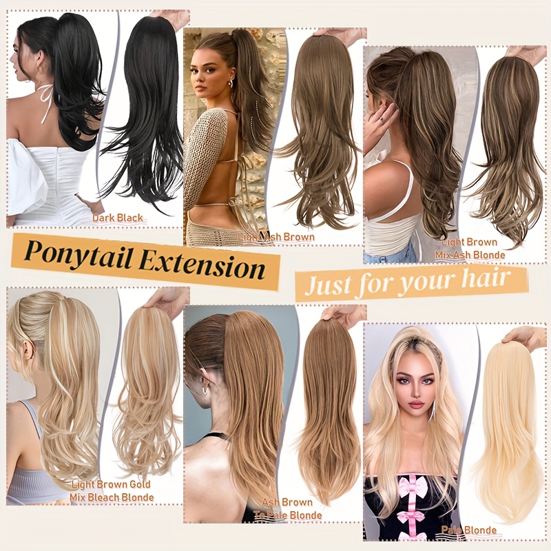 luxurious 22 fluffy layered ponytail extension extra thick straight clip in hairpiece for women natural looking drawstring design   daily wear parties party hair accessory   hair extension glossy   accessories details 1