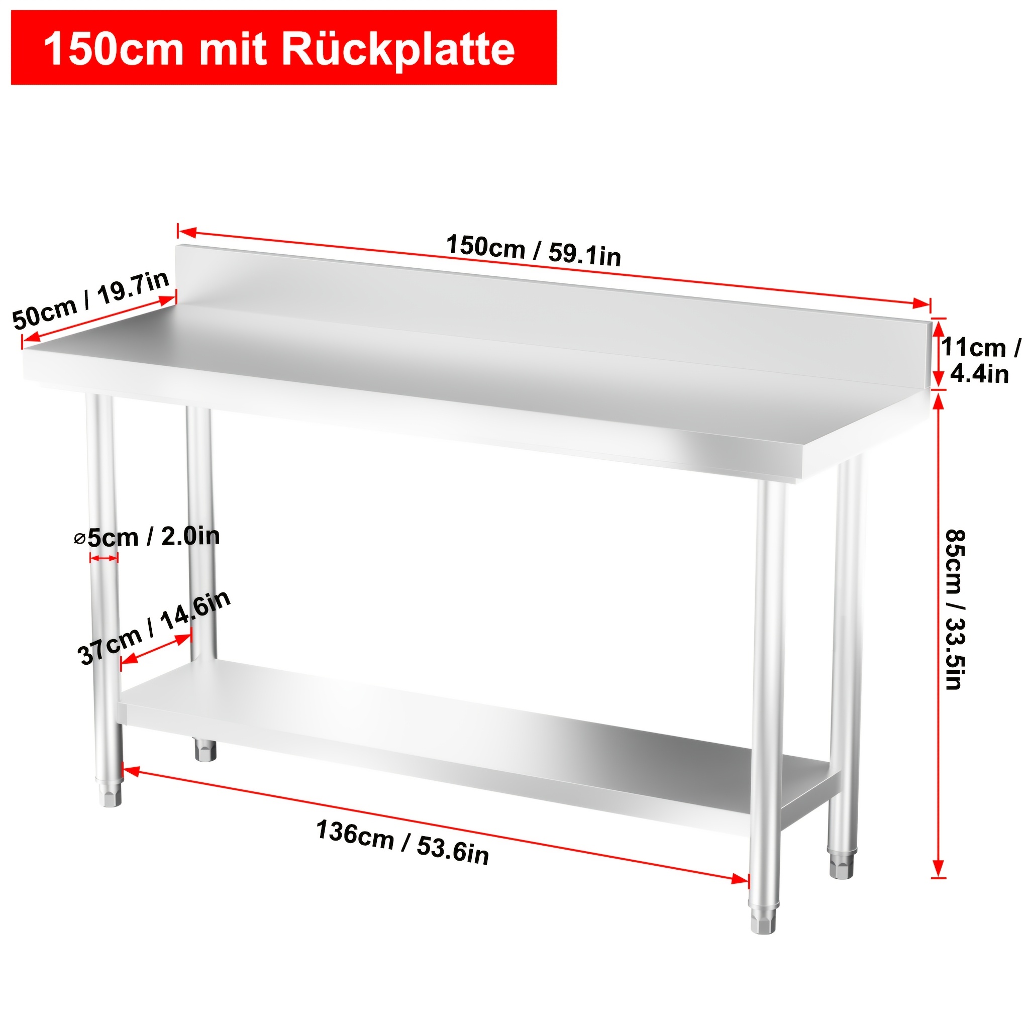 stainless steel table kitchen table work table height adjustable for kitchen bar restaurant silvery with raised edge