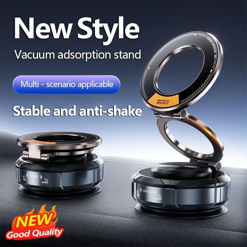   360 adjustable vacuum magnetic suction cup car phone holder suitable for cars gym mirrors smooth   compatible with for iphone 16 pro max and   anti shake stable n52 rattan magnet brake not falling horizontal   use   without space folding design convenient storage three axis adjustable   multi use titanium alloy support arm