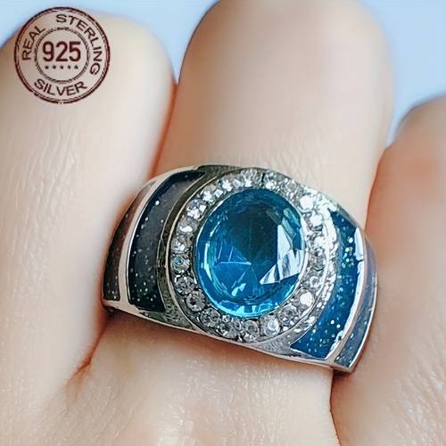 luxury 925 sterling silvery oval synthetic zirconia engagement wedding ring for women jewelry