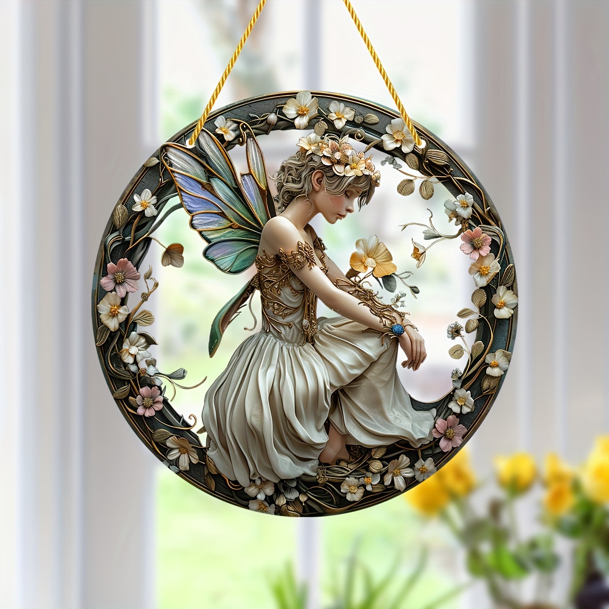 1pc acrylic sign elf fairy decorative window art window sun catcher elf fairy window decoration acrylic sun catcher 8 8in 20x20cm room decoration scene decoration bar decoration summer decor holiday gift give gifts to friends and family details 6