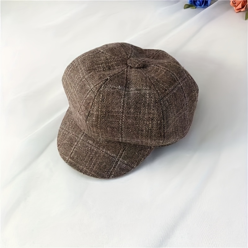 E-shop Vintage-inspirierte britische Zeitungsjungenmütze für Teenager-Jungen – Leichte, karierte Baskenmütze für Herbst/Winter, für die Schule &