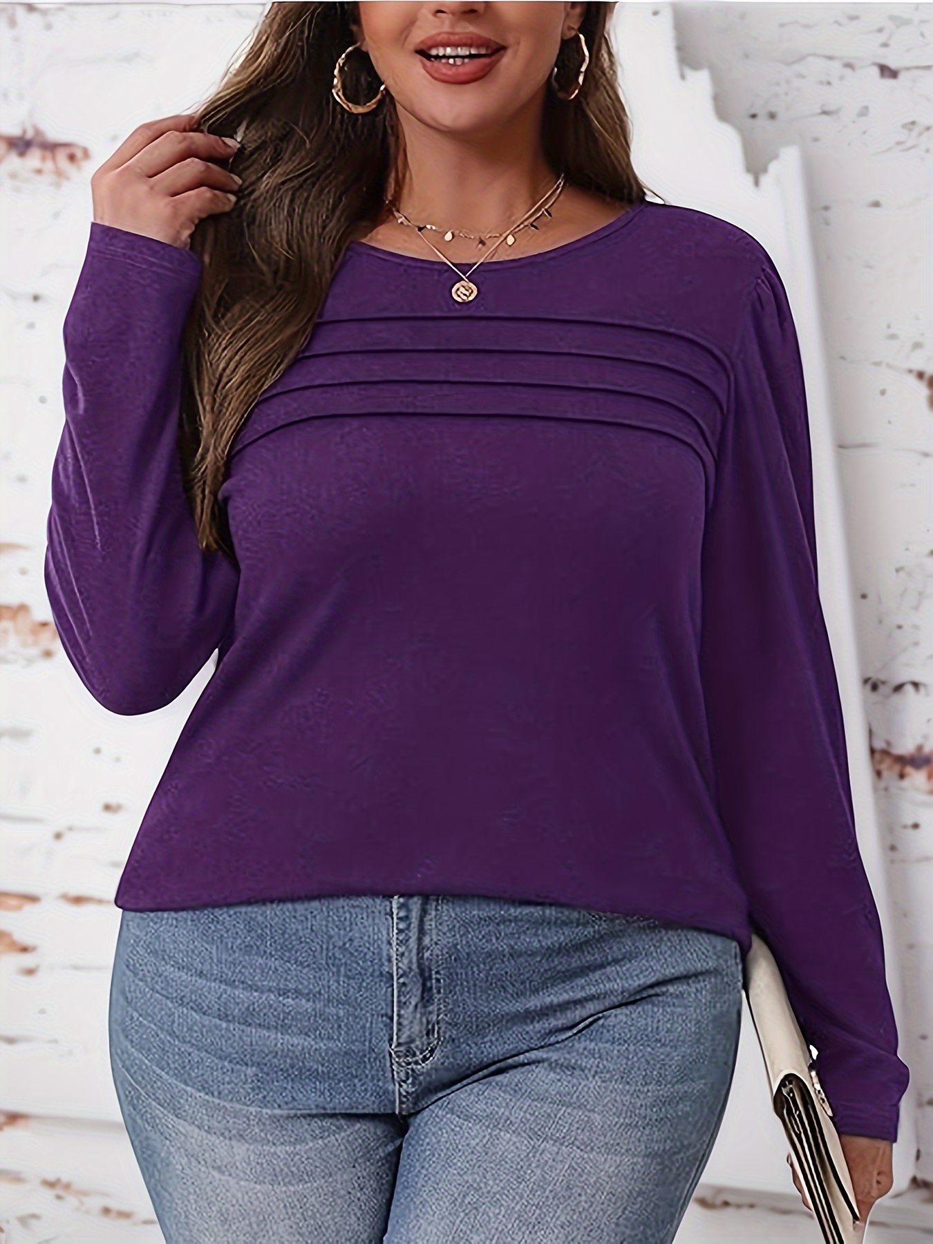 women's plus size long sleeve casual shirt white ruched hem Temu