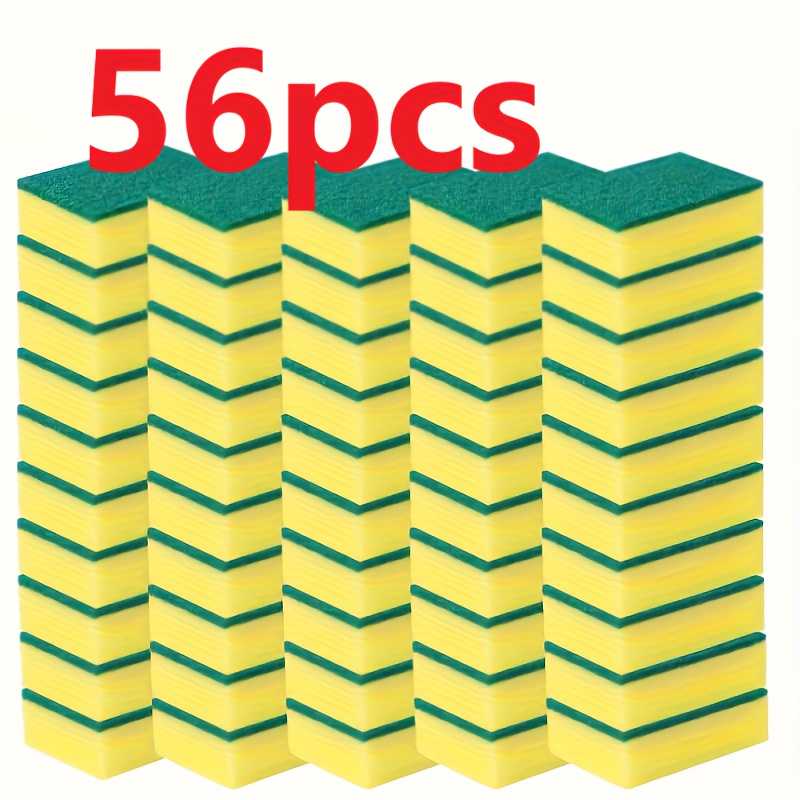 18 36 46 56 66 72 76pcs kitchen sponge multi function super absorbent rust and grease remover double layer grip design suitable for tableware cookware   cleaning