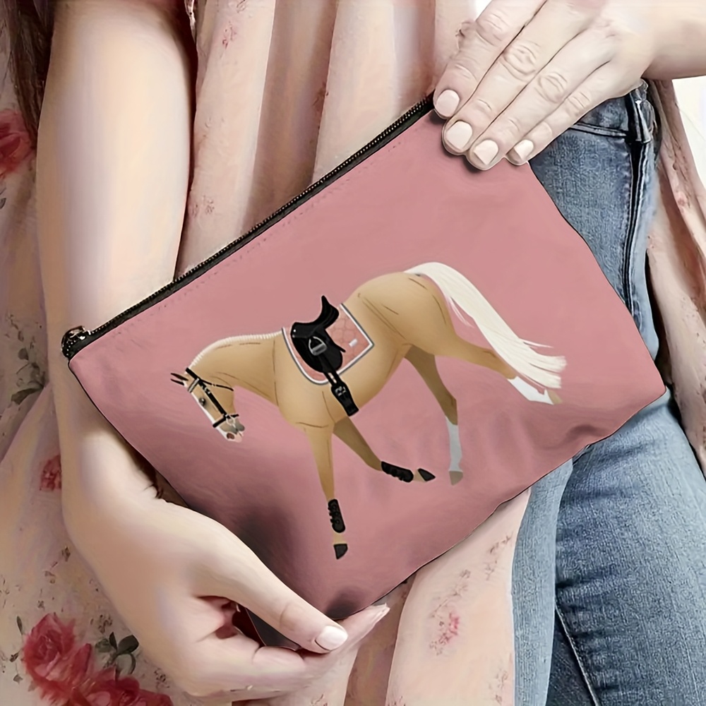 TEMU 1 Horse Equestrian Bag - Horse-themed Suitable For Travel, Gym, & Camping | Compact Multi- Makeup Organizer & Toiletry Case With | Gift For,,