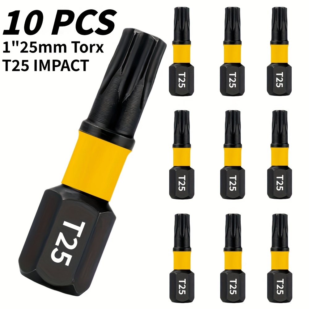 Image of 5/10/20pcs 1" Torx T25 Impact Screwdriver Bits, Insert Bits, Durable Screwdriver Bits, Screwdriver Bits, Suitable For Plastic, Wood And Metal Projects! - Great For Home, Office, Factory