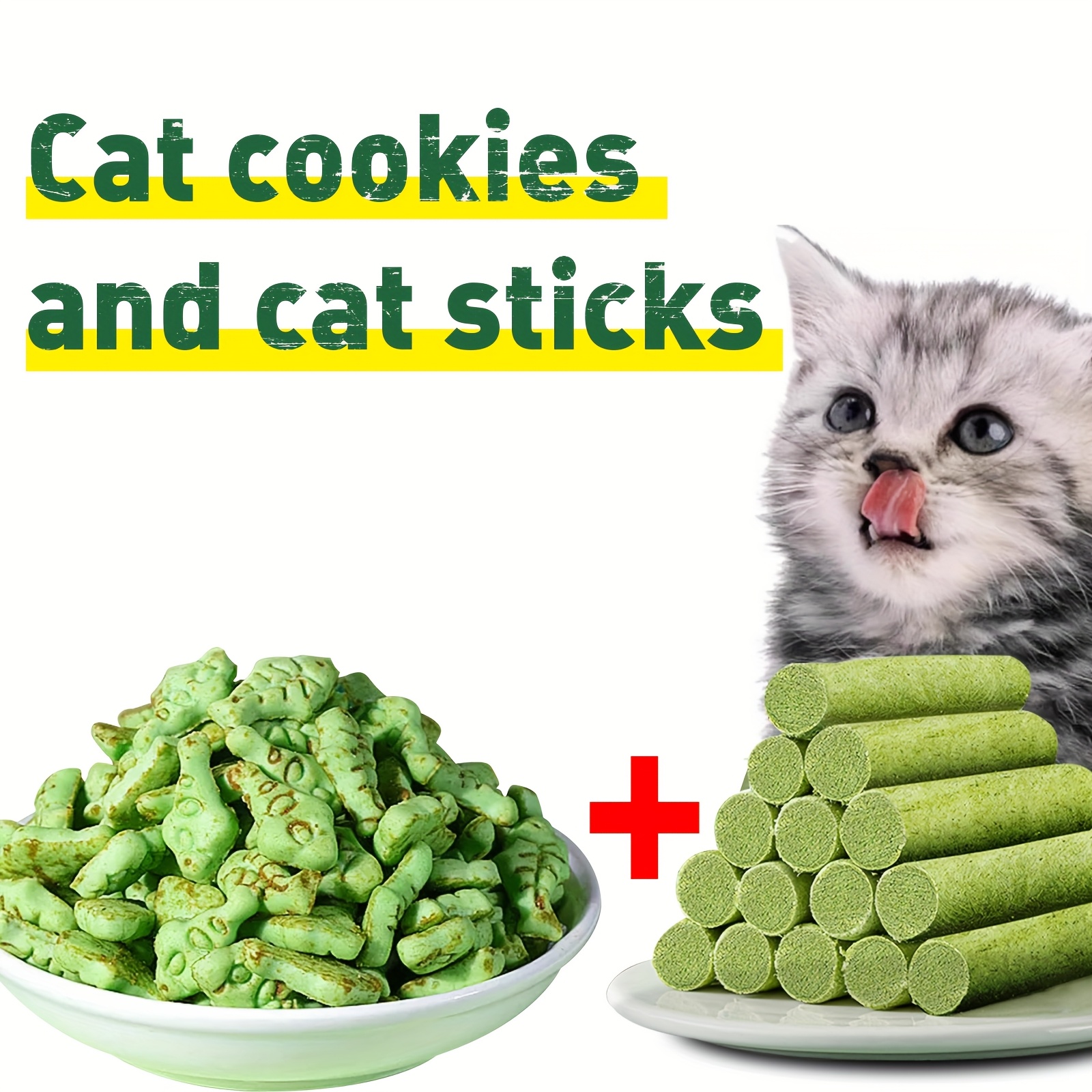 TEMU 58g Cat Grass Teething Stick, Cat Biscuit Mint, Freeze-dried Cat Grass Stick Snack, Consumable Cat Snack For Cleaning Teeth And Removing Hairballs