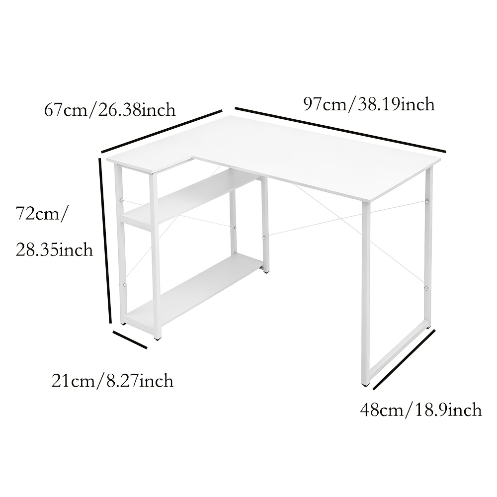 2-tier Computer Desk With Storage Shelf | Suitable For Study And Living Room, 100x75x70cm, White, Made Of Wood