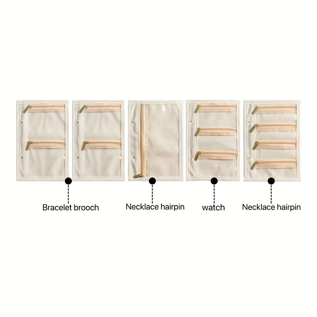 five piece jewelry storage bag removable fluff bag     for storage of necklace earrings and rings jewelry boxes 5pcs zippered waterproof storage bags 12