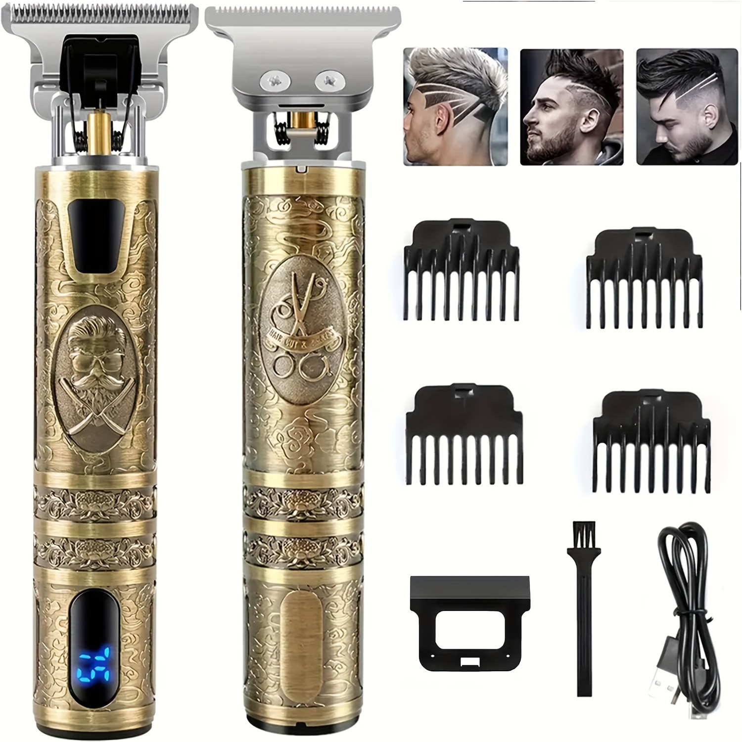 TEMU Hair Clipper For Men, Beard Trimmer, Electric Cordless Hair Clipper With Lcd Screen, Precise Trimmer Usb Rechargeable Grooming Kit