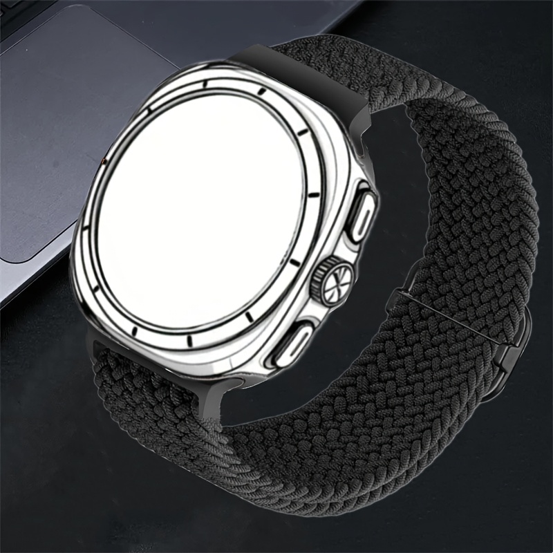 E-shop Flexibles Geflochtenes Armband für Galaxy Watch Ultra Bänder 47mm Herren/Damen, Atmungsaktives Stoff-Nylon Sportarmband Verstellbar