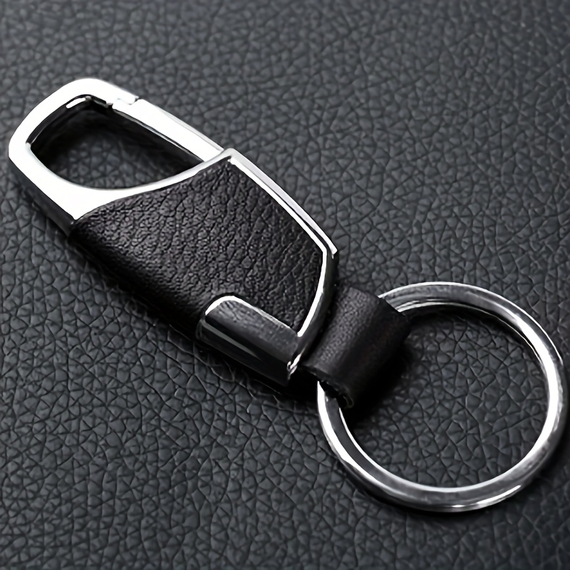 TEMU Stainless Steel Leather Car Keychain - Durable Metal Alloy Key Ring Holder, Options, Fits For , For , For , For , For , Benz - Stylish Auto