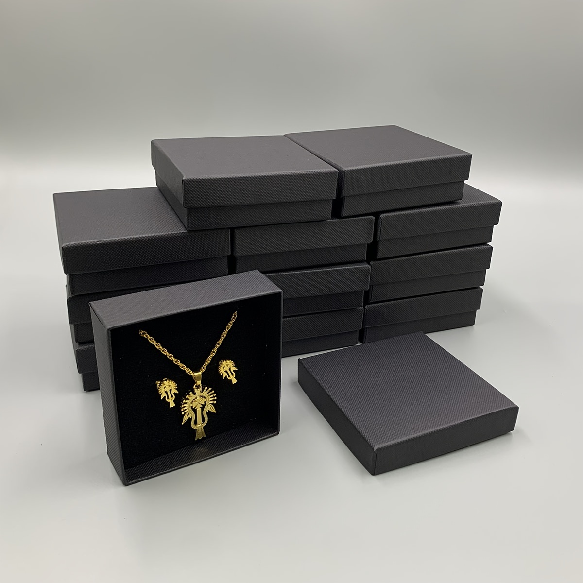 

12 Pack Black Gift Jewelry Boxes With Lids, Fantasy Shark Themed Paper Gift Boxes For Wedding, New Year's Presents &