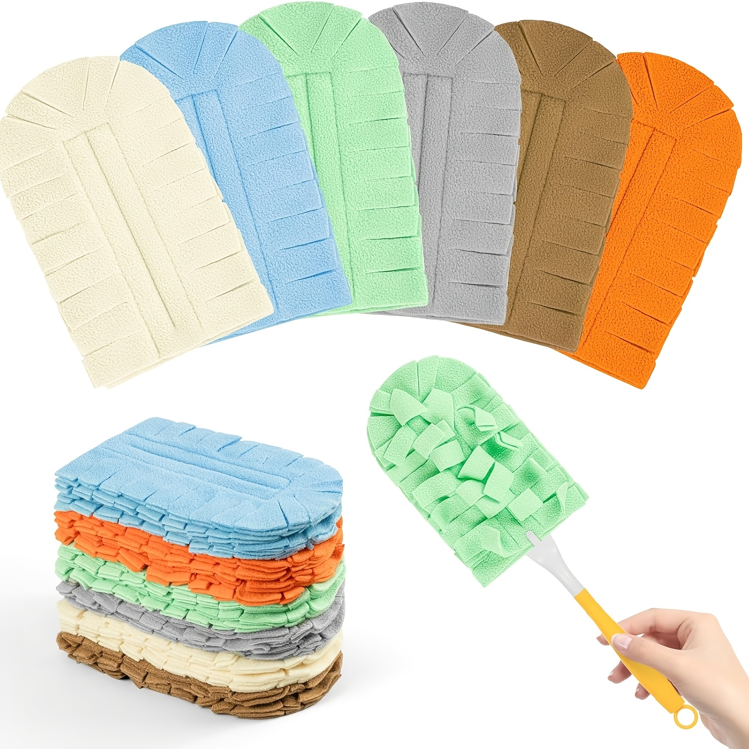 TEMU Lot de 12 tampons de dépoussiérage lavables et durables, remplacement adapté aux ventilateurs, fenêtres, meubles, voitures, nettoyage à , avec 1