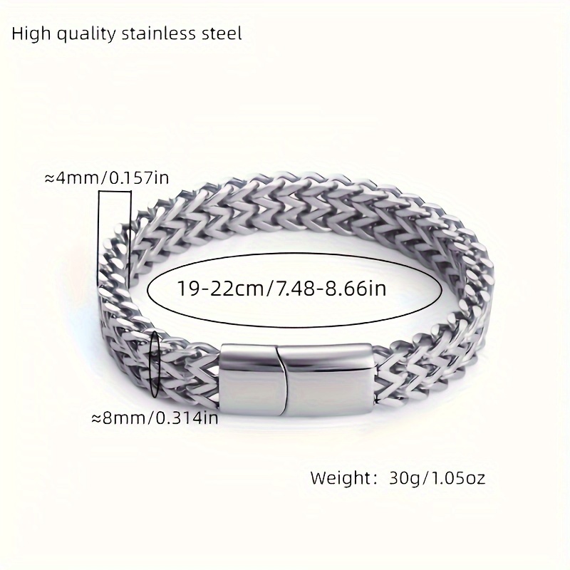 bracelet à double rangée cuban link en acier inoxydable avec design  , accessoire de mode unisexe,   une fermeture magnétique, look décontracté,   pour mari,   ou père Détails du produit 4