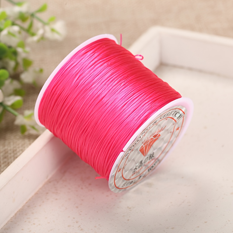 Image of 1pc Of Rose Red 180m/7086.61in Elastic Beading Cord, 0.8mm Diy Bracelet Necklace String, Wearable Rubber Band, Beading Jewelry Making Supplies - Beading Cord
