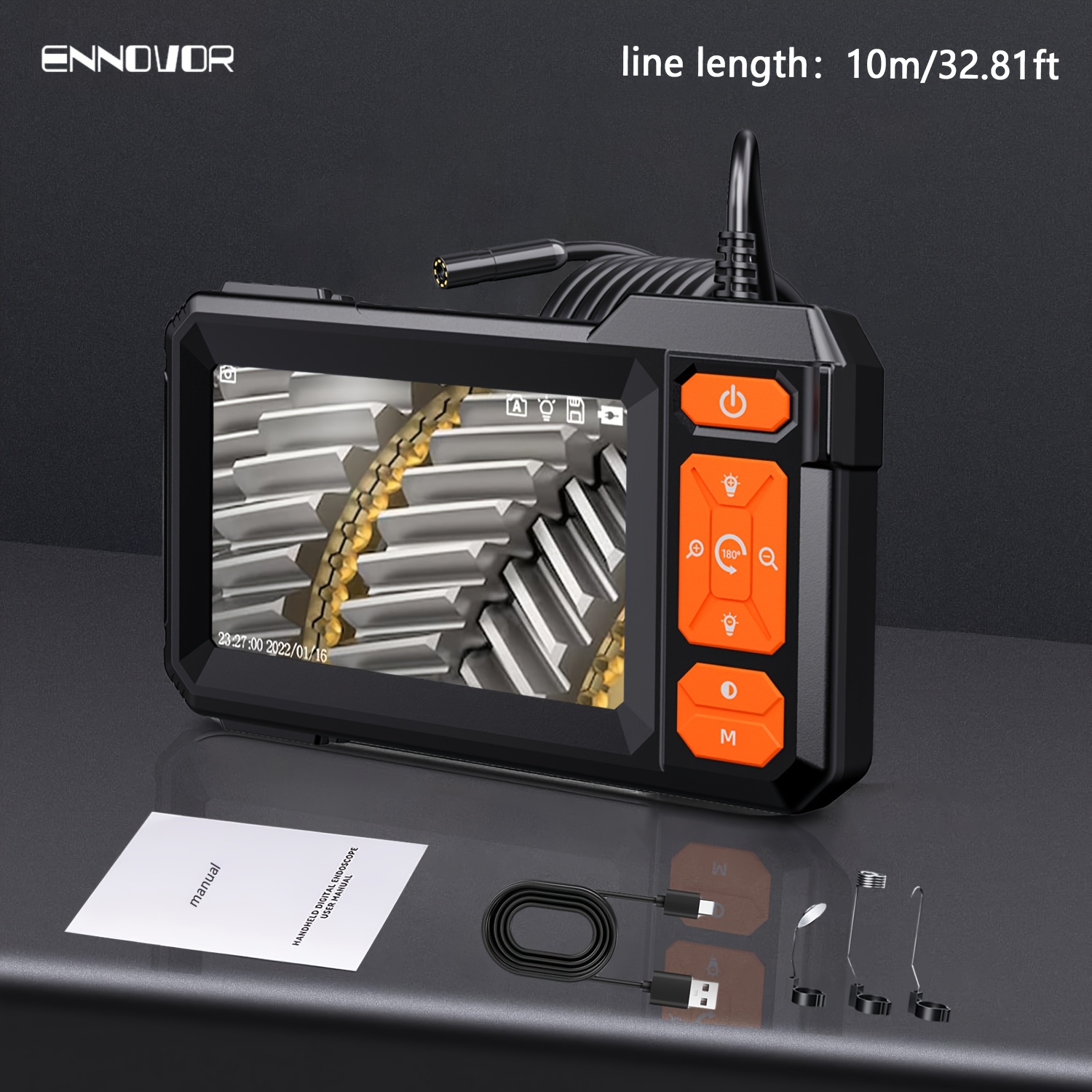 Image of Car Endoscope, 1080p Endoscope Camera, 8mm Diameter Probe, Equipped With 4.3-inch Lcd Display, 8 Led Lights, 6.65/16.4/32.81ft Semi-rigid Cable, Men's Gifts, Men's Gadgets