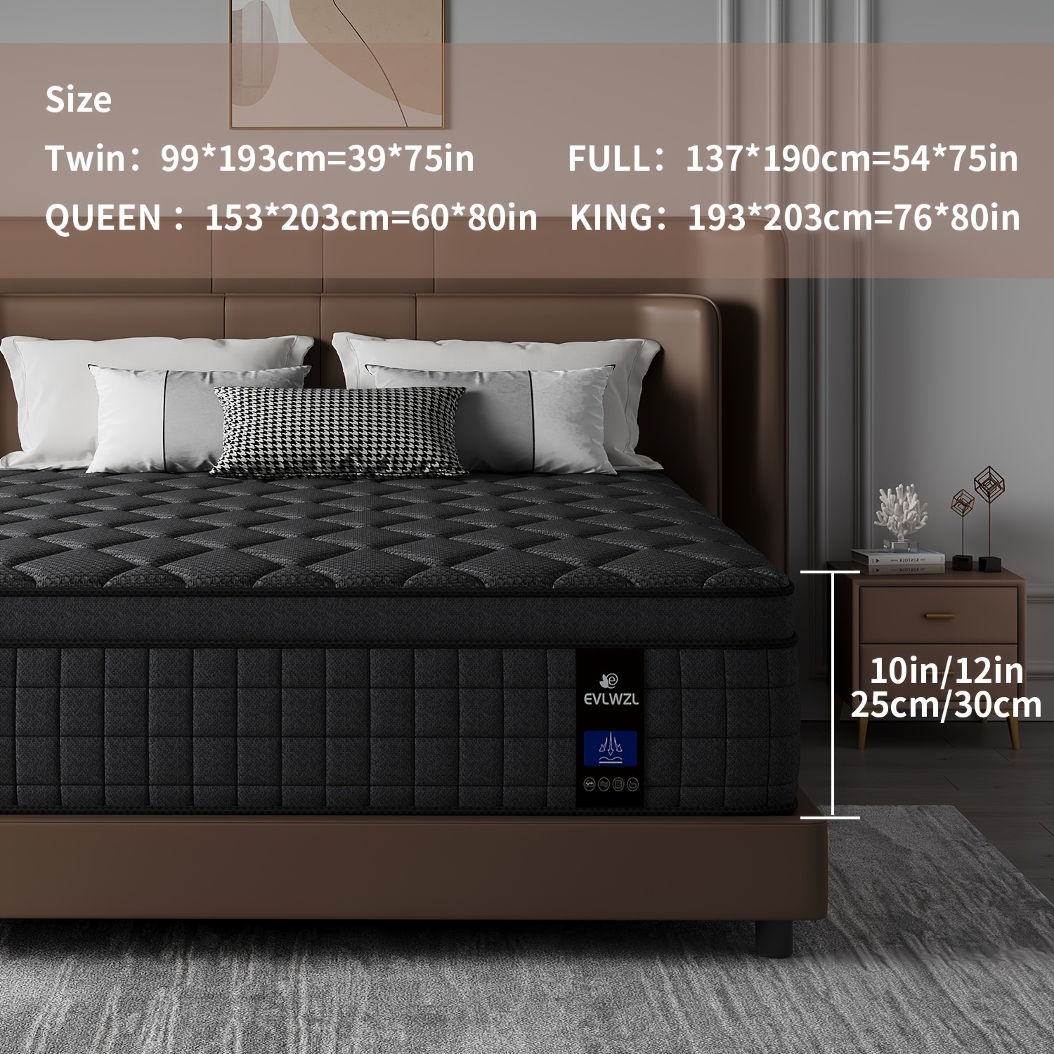 8in/10in/12in/14in Twin, Full, Queen, King, Mattress Memony Foam And Spring, Hybrid Mattress, Medium Firmness, Lumbar Support, for Home RoomsHotels, Boxed,