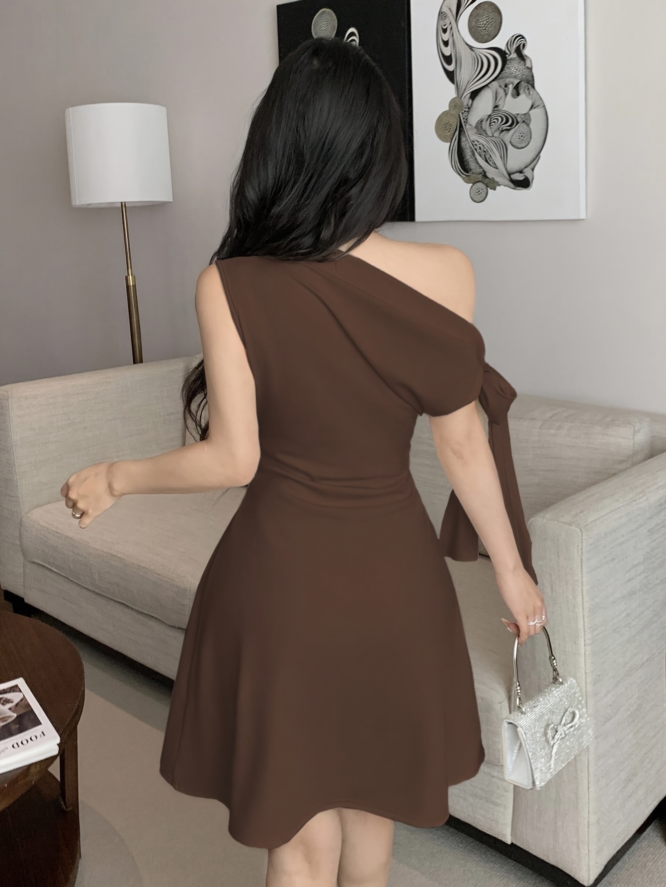 womens asymmetrical solid color short dress flowy a - Temu Oman