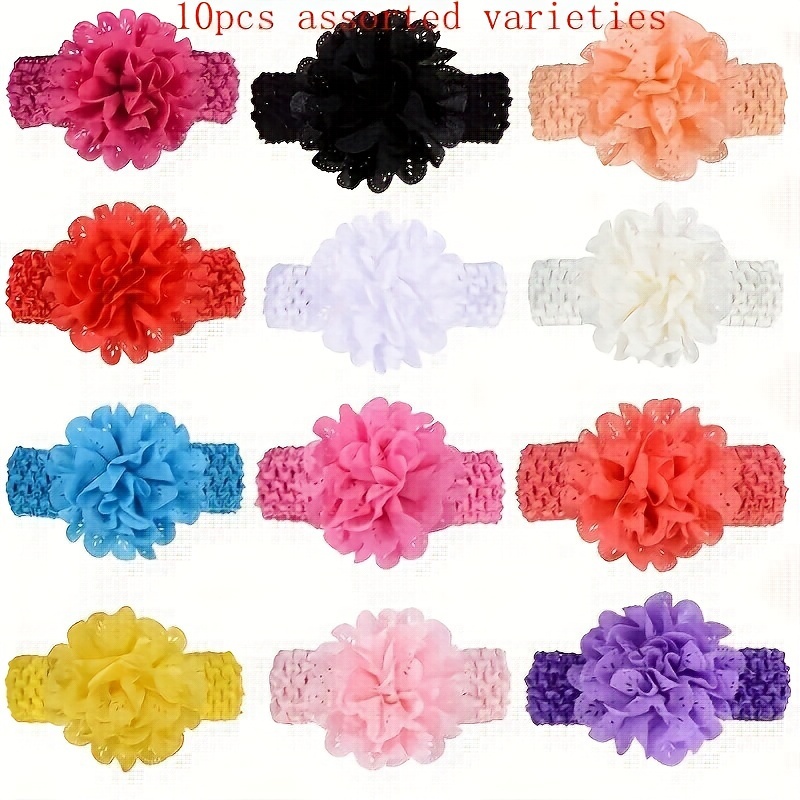 Image of 10pcs Random Colors Flowers Decor Sweet Cute Headband Hairband Headwear Hair Additions