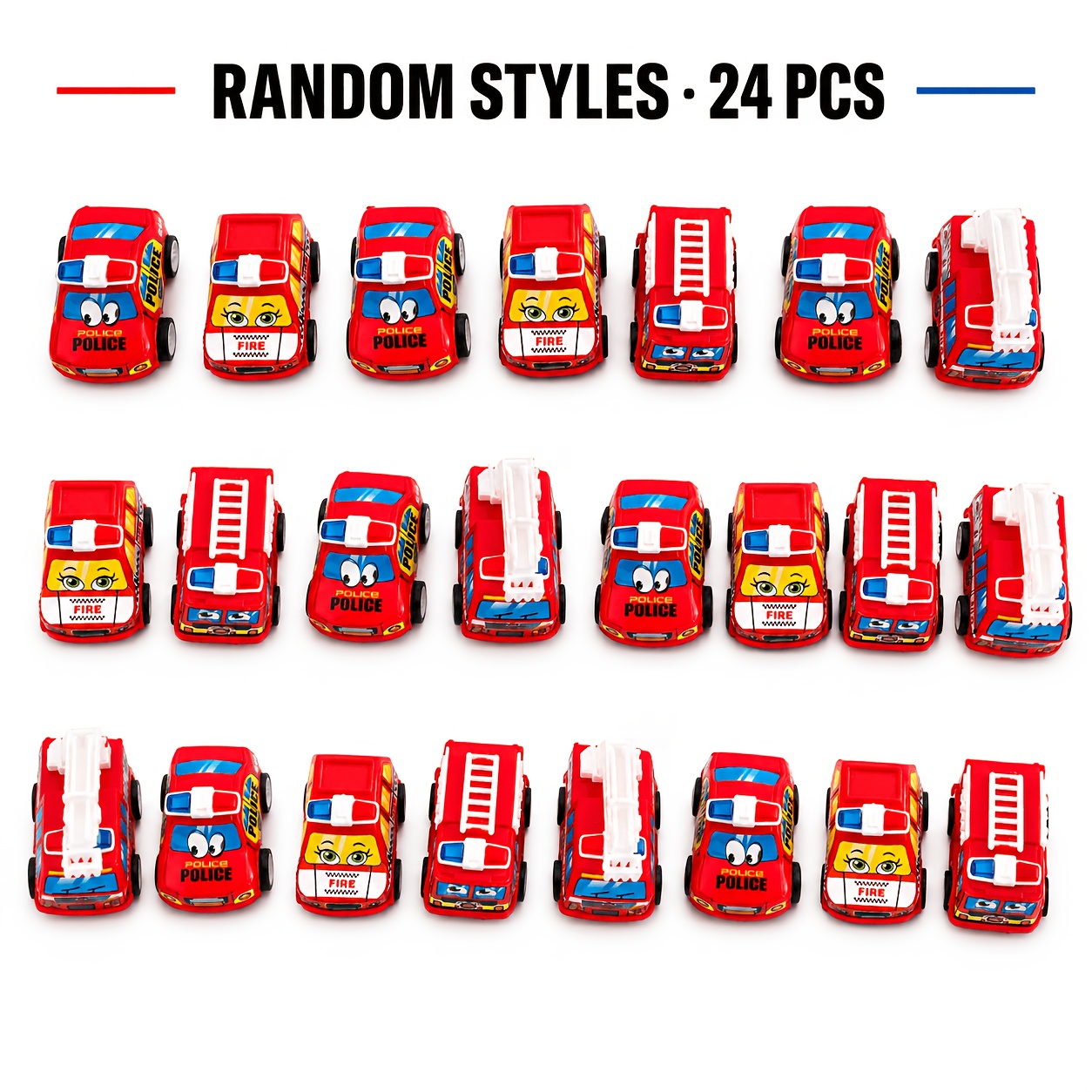 TEMU 24 Mini Pull-back Emergency Vehicle Toys Colored Fire Trucks Ideal For Party Favors, Fillers, And Classroom Rewards