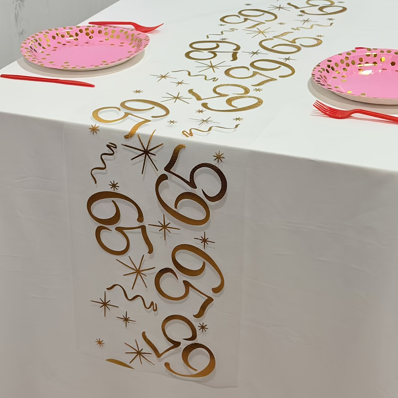 E-shop 1 Stück 55. Geburtstag Tischläufer mit Goldfolie, Goldener Tischdekor für Zuhause, Partys, Küche, , 11x108 Zoll