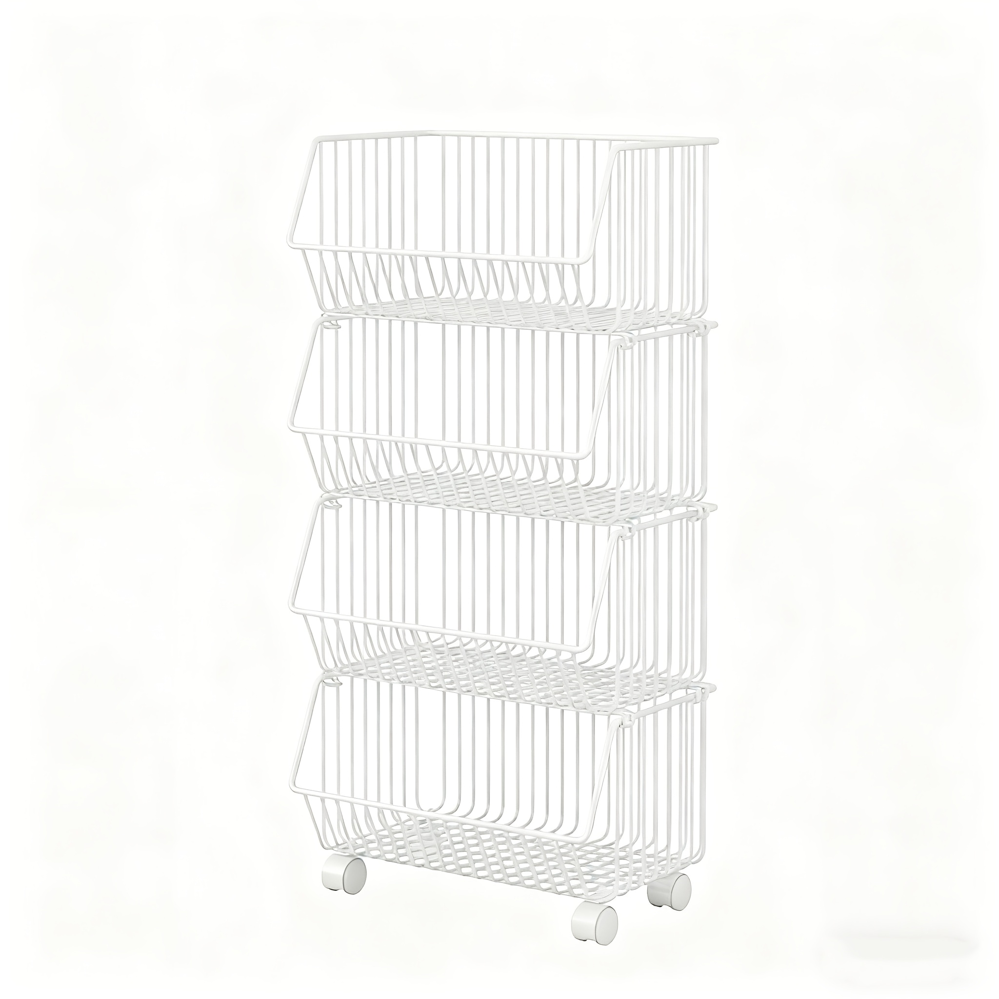 A 4-tier Rolling Storage Cart, Versatile Shelf For Organizing And Maximizing Space In Kitchens, Living Areas, And Bathrooms, Functional Rack In Black And White