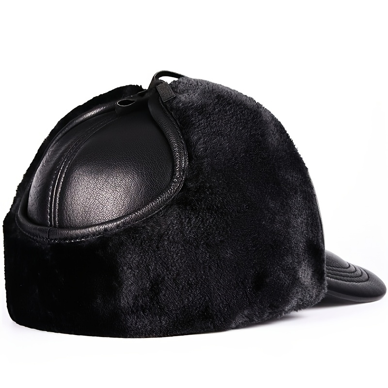 Genuine Sheepskin Winter Hat with Flip-Up Ear Flaps & Neck Gaiter