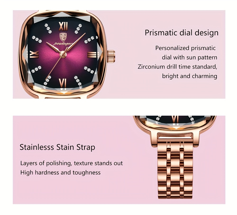elegant square womens watch stainless   quartz movement fashionable   details 4