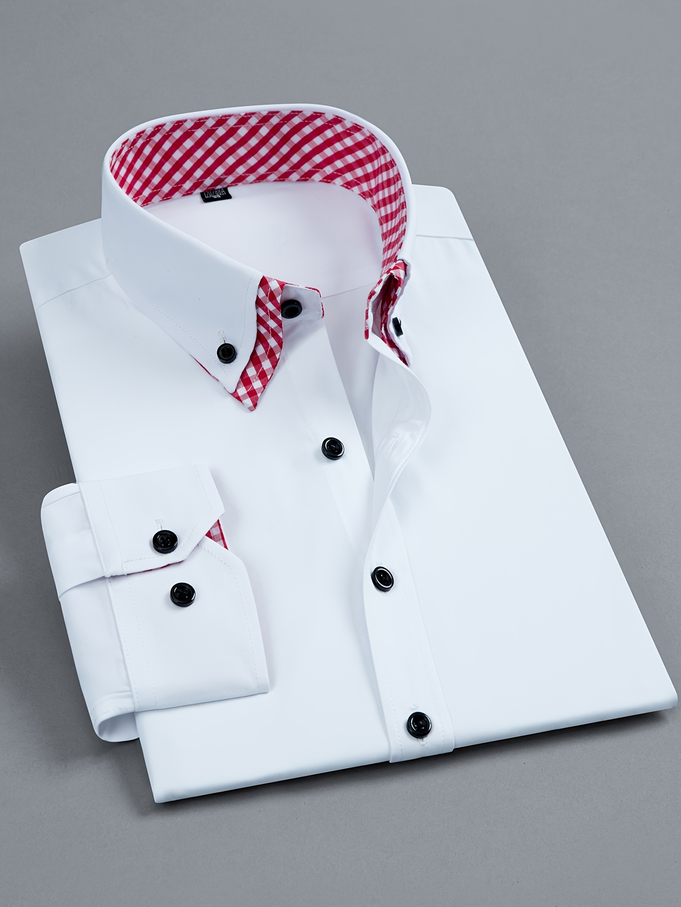 Men's Stitched Double-Neck Formal Shirt – High-End Business Contrast Top