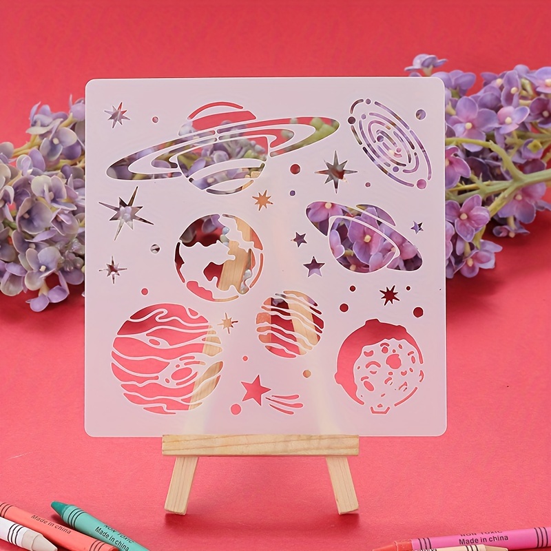 

1pc 5.9-inch/5.9-inch Moon And Other Decorative Patterns Hollow Board Diy Graffiti Drawing Template Reusable Painting Mold Paper And Wood Canvas Template