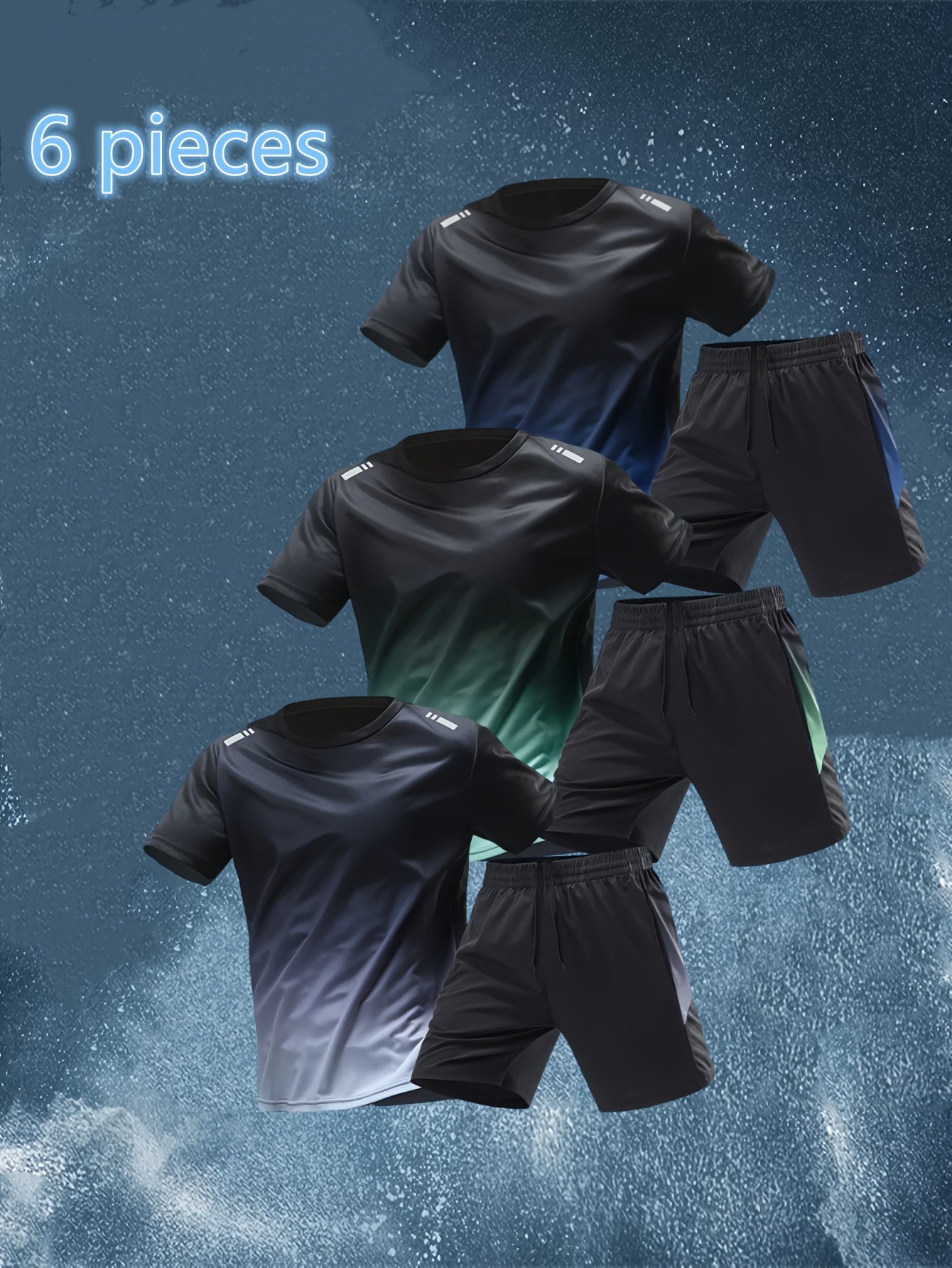 6pcs set 3 short sleeves 3 shorts breathable and comfortable spring and summer suit suitable for   and leisure 0