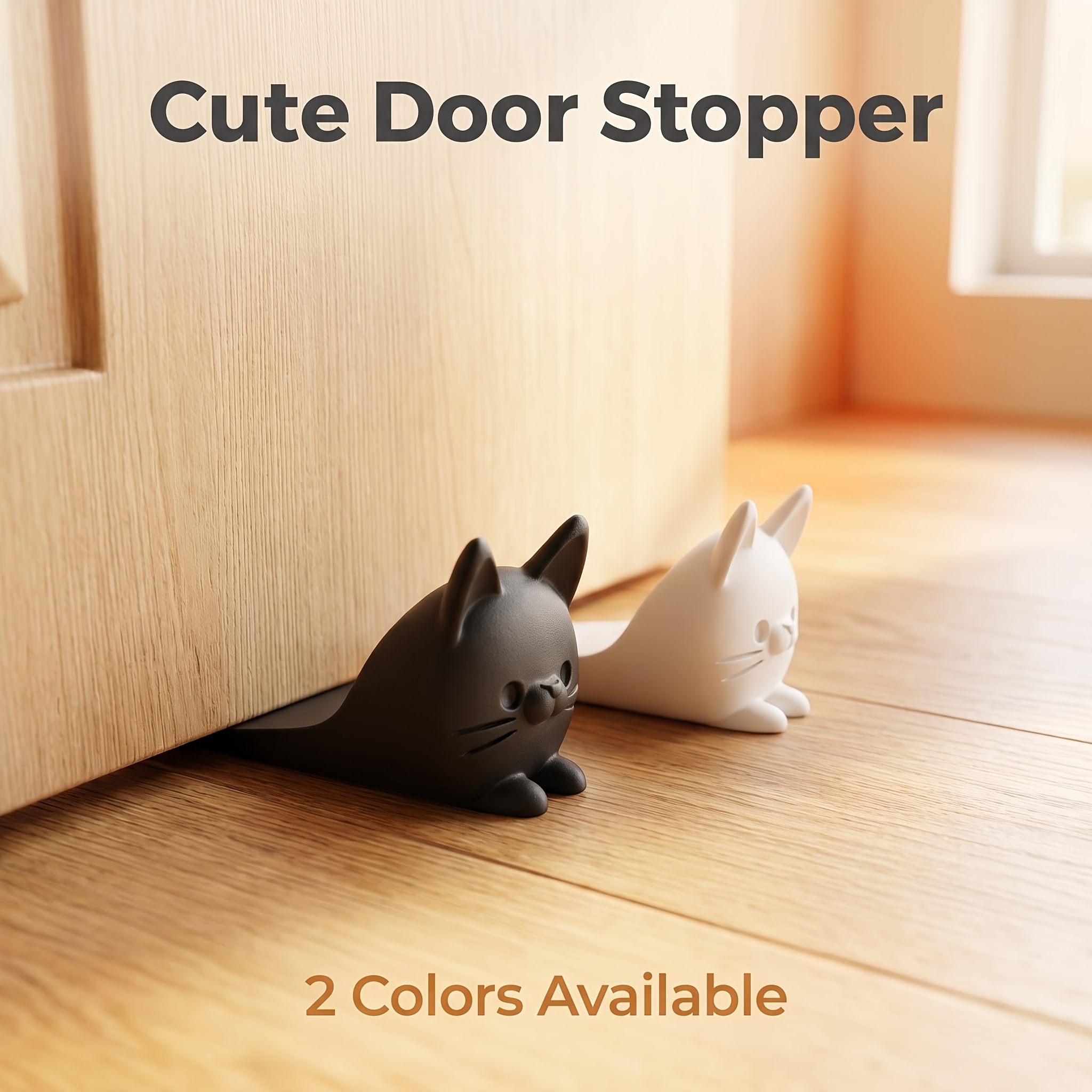 TEMU Cute Cat-shaped Heavy-duty Non-slip Wedge Floor Protector Durable Plastic For Home Decoration Anti-collision Prevents Doors From Slamming And