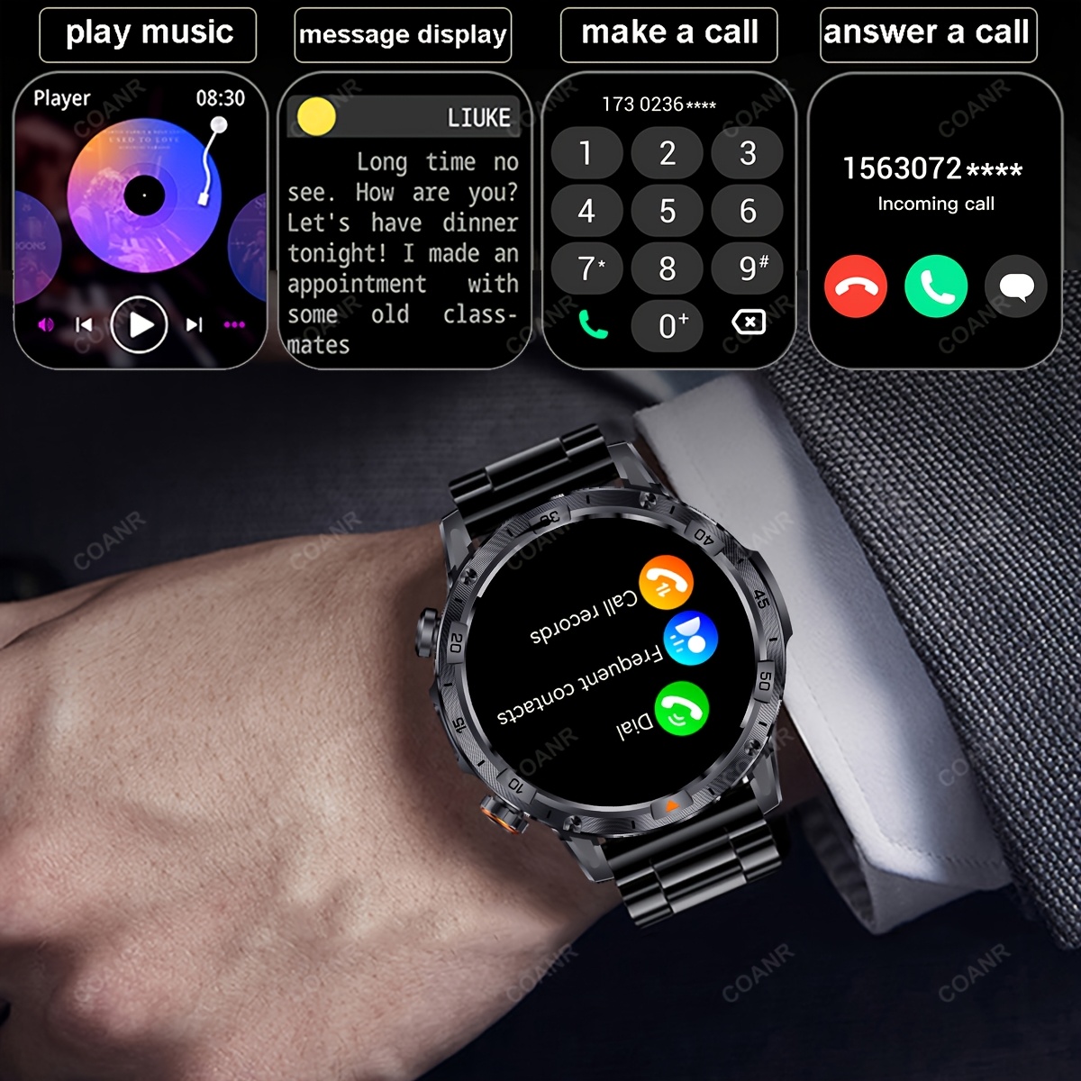 Men's Touch Screen Smartwatch with LED Flashlight