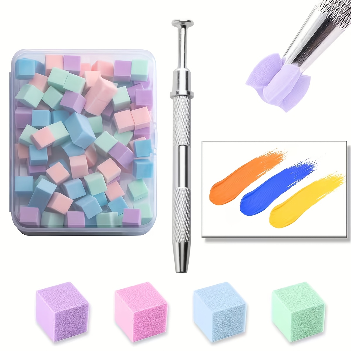 103pcs Macaron-colored Nail Art Sponge Set, Including 4 And Clips, Suitable For Diy Nail Salon Gradient Nail Art And Home Use.