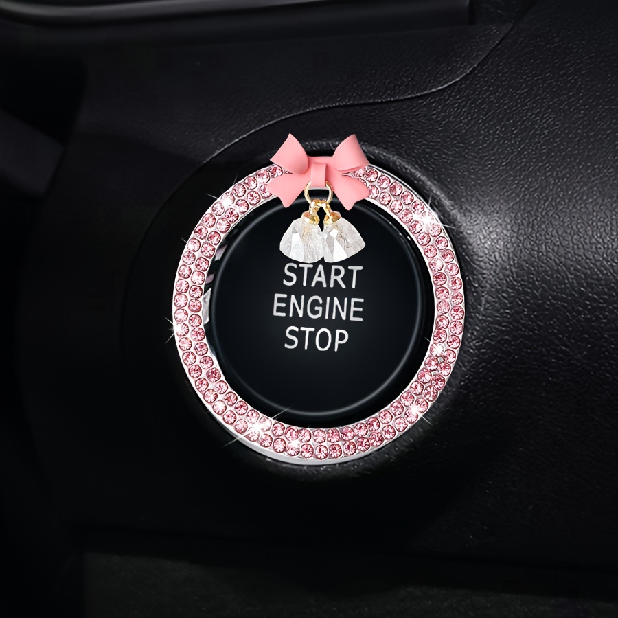 

Alloy Decorative Ring With Rhinestone Bow For Stop Button, 1pc Vehicle Ignition Bling Accessory