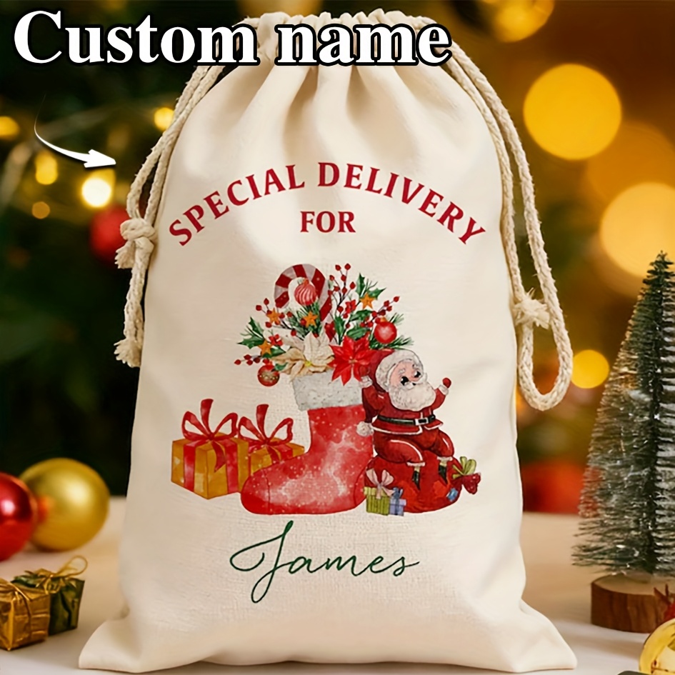 TEMU Gift For Her/him 1pc Custom Christmas Santa Sack/christmas Gifts Sack For Kids And Adults/christmas Present Bag/xmas Stocking/special Delivery