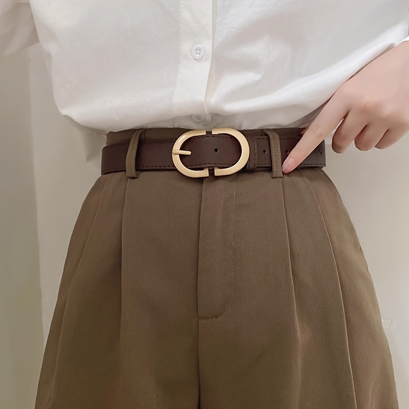TEMU 1pc Ceinture Ajustée pour Femme avec Boucle en Alliage - Style Décontracté pour la Quotidienne, Sorties Universitaires & Casuals, Accessoire de