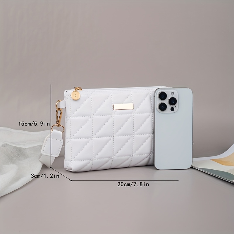 2025 New Women's Fashion Quilted Chevron Crossbody Bag - with Adjustable & Detachable Strap, Golden-Tone Hardware, Zipper Closure, Khaki/White/Black, Crossbody Purse, Versatile Travel Purse, Modern Accessory, Durable Polyester Lining, Everyday Handbag, Stylish Handbag, Highquality Stitching, Compact Handbag, Daily Essentials