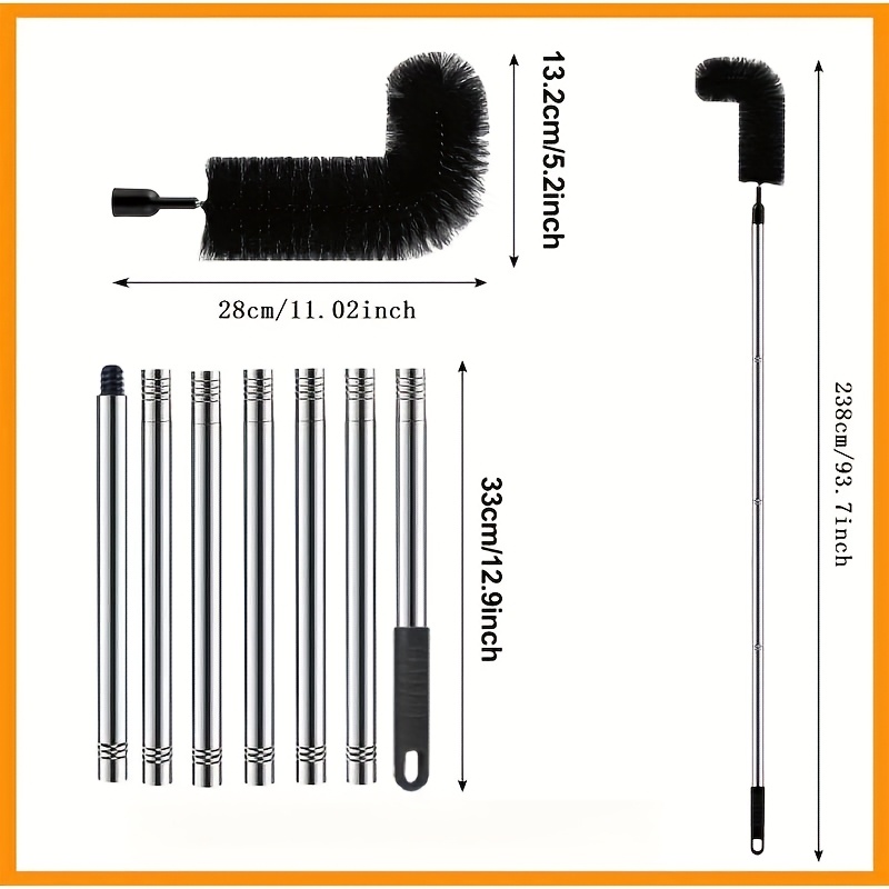 E-shop 1 Set Dachrinnenreinigungsset, 2,3 m (7,48Ft) langes Erdablauf-Reinigungsgerät, verbindbar, 7 Abschnitte, Dachrinnenreiniger entfernt einfach