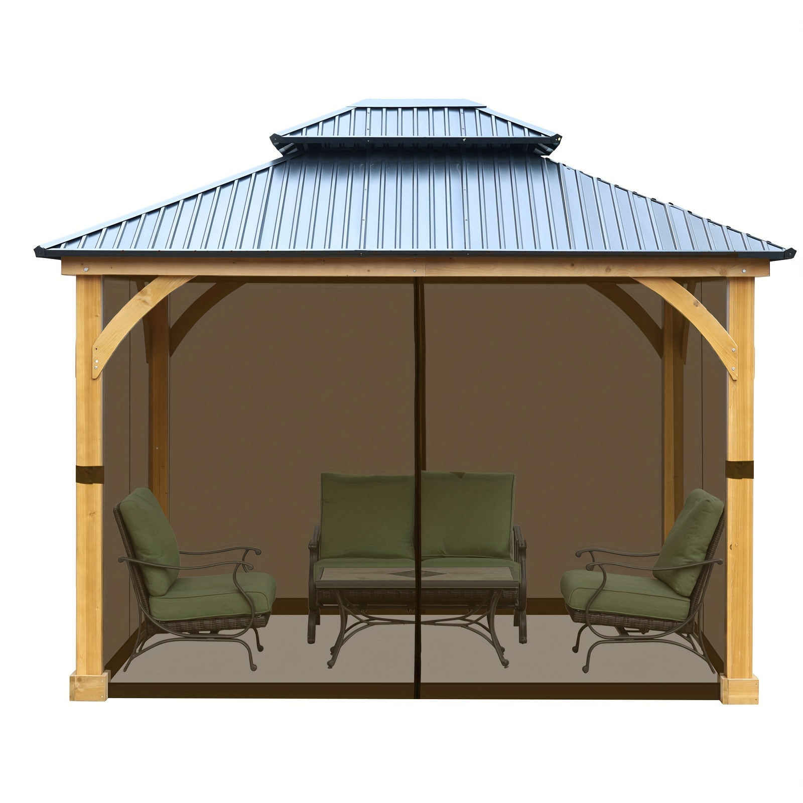 

Universal Gazebo Replacement Mosquito Netting Screen 4-panel Sidewalls With Double Zipper (only Netting)