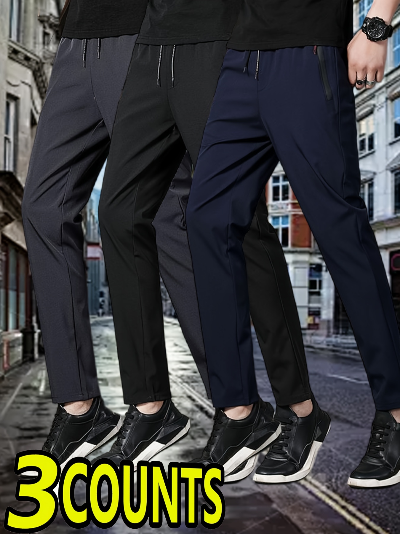 men's pants with zipper pocket - 95% polyester, 5% spandex