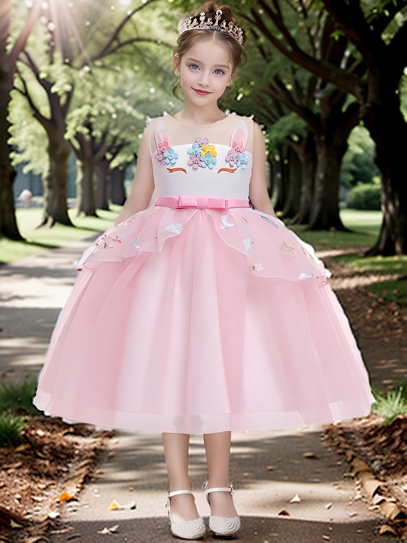 new random print long dress for older children, featuring an irregular hem,  formal occasions | Today's Deals | Temu United Arab Emirates