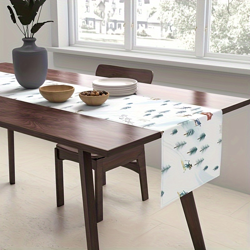 

Mountain Ski Pattern Table Runner - Ideal For Dining, Kitchen & Outdoor Decor | Family Gatherings & Parties | Rectangle Polyester Woven Table Top Cover