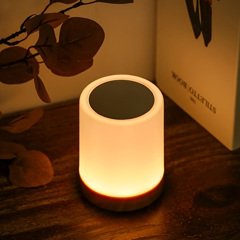 

Led Touch Night Light, Rechargeable Usb Table Lamp With Timer Function, Wood Grain Bedside Nightlight For Bedroom/living Room, Cord Included
