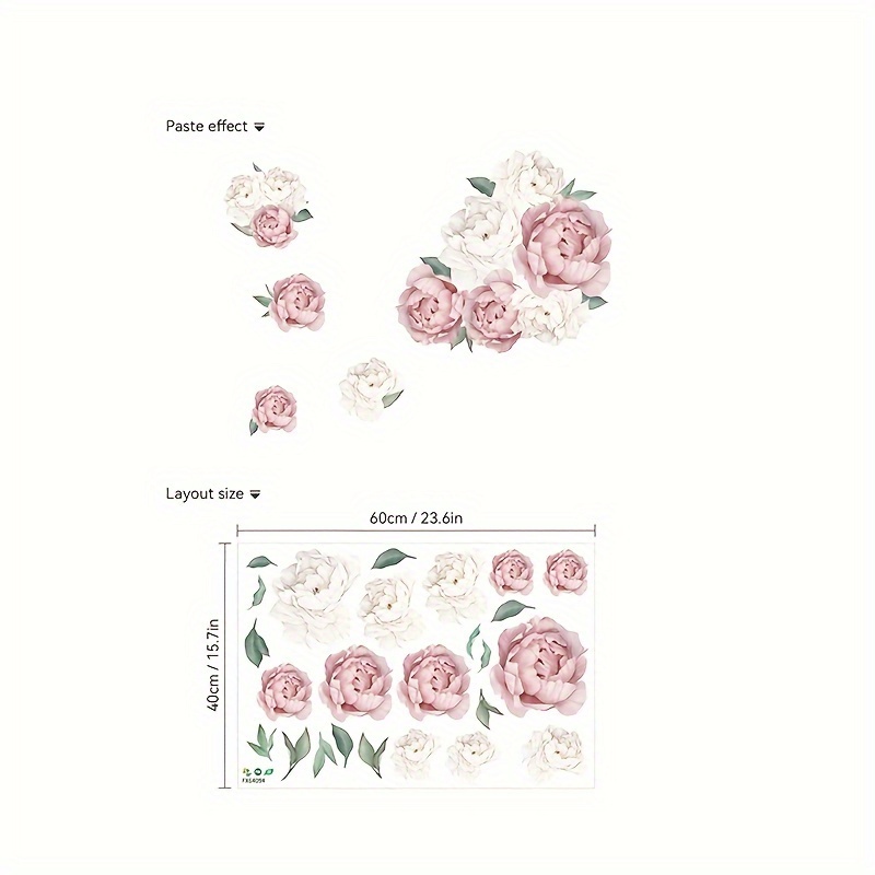 Image of A Large Pink Peony Wall Sticker For The Bedroom Or Living Room, Perfect For Decoration And Self-adhesive Art