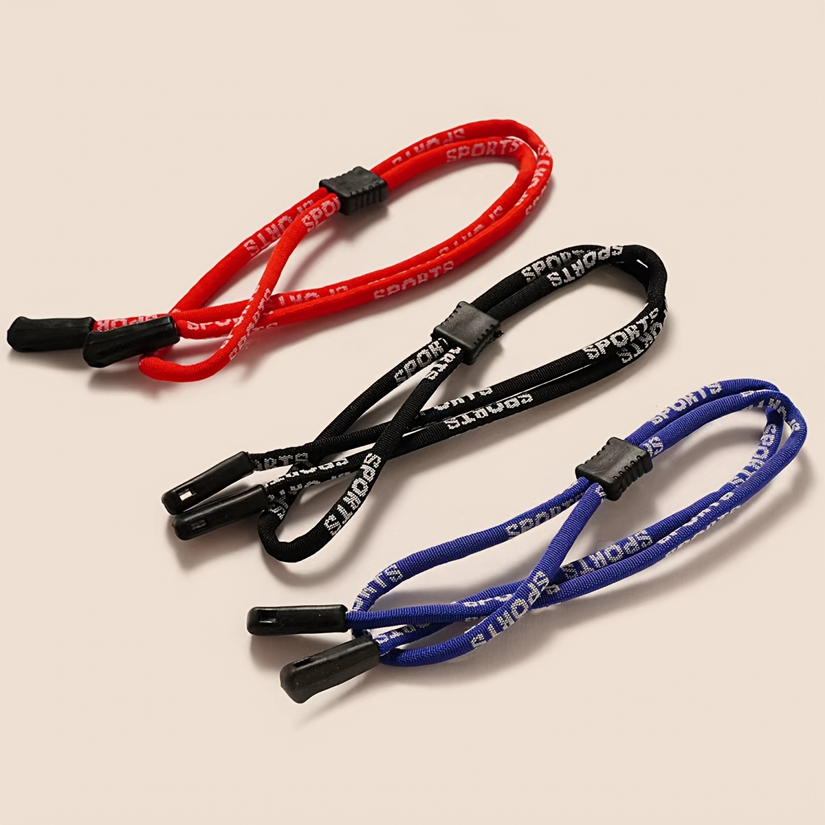 TEMU Set di 3 pezzi Occhiali sportivi classici da esterno regolabili con cordino, stile identico donna, fascia antiscivolo
